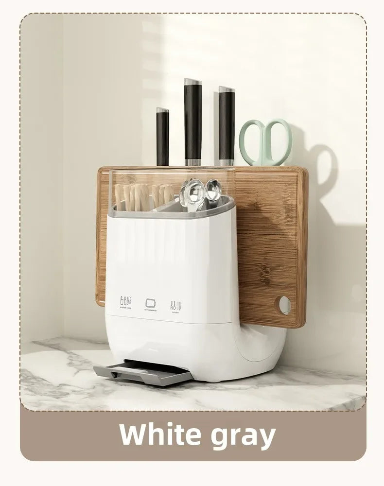 Kitchen Shelf with Cutting Board & Knife Holder – Countertop Drain Rack & Cutlery Organiser